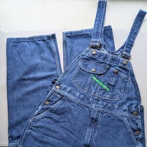Key Denim Bib Overalls Enzyme Washed Blue 100% Cotton Farm Workwear Jean 38x30